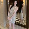 Beach Vacation Sequin Halter Neck Dress Women's Summer Design Suspender Skirt High-end Autumn Inner Skirt