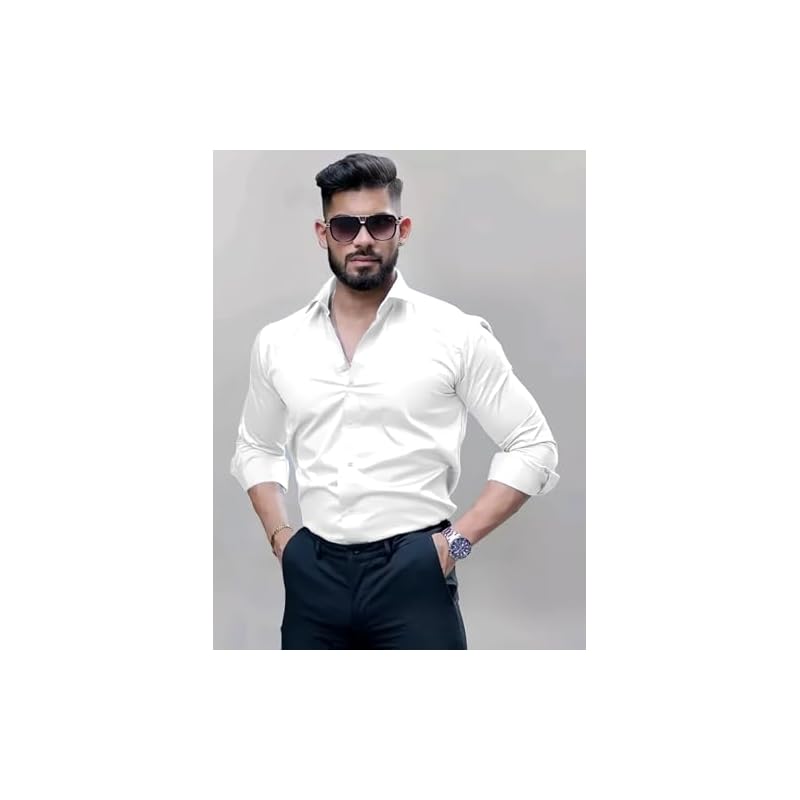 Indoprimo Men' Solid Regular Fit Shirt (If1 9D2Z White