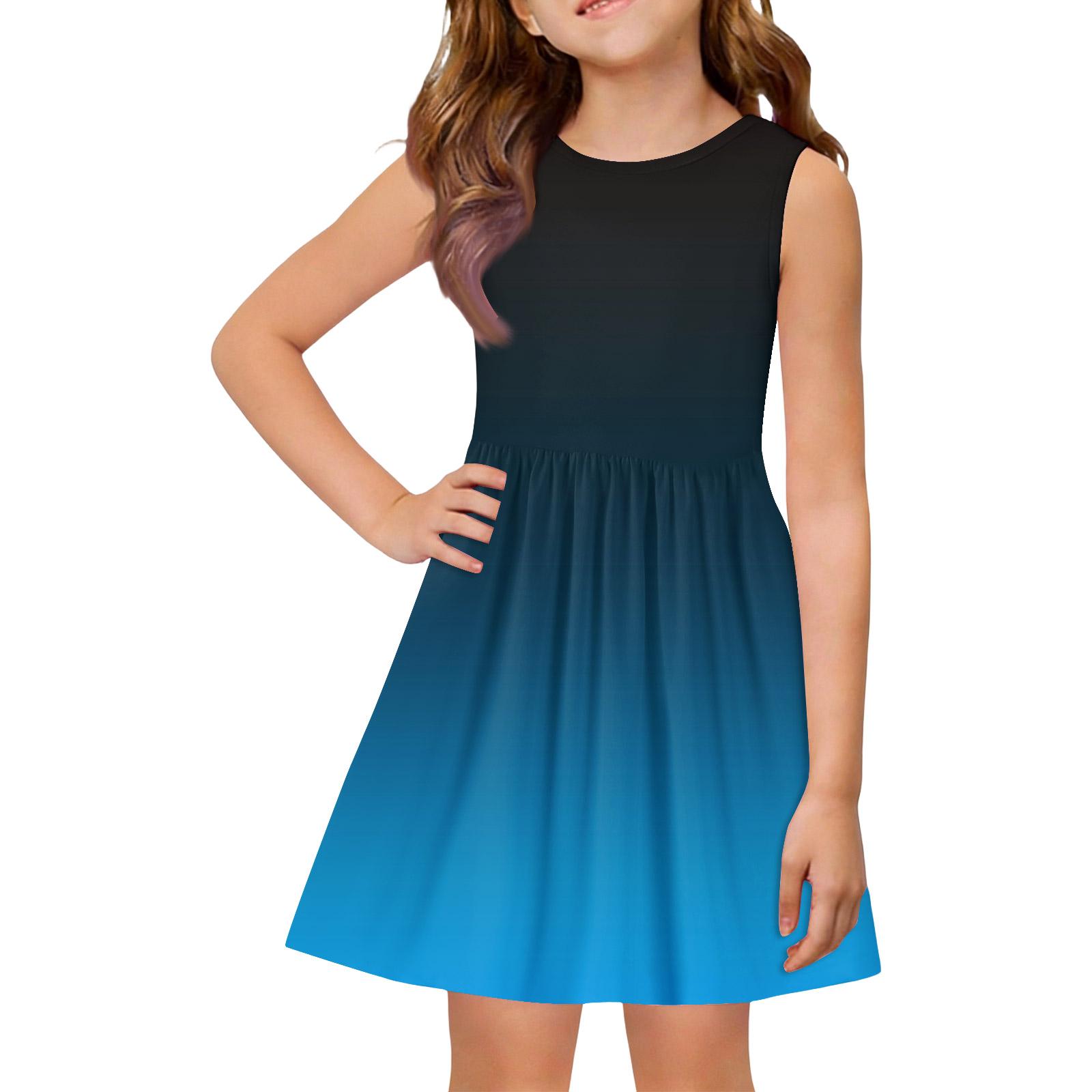 

Girls Summer Princess Dress - A-Line Vest Splice Dress 150