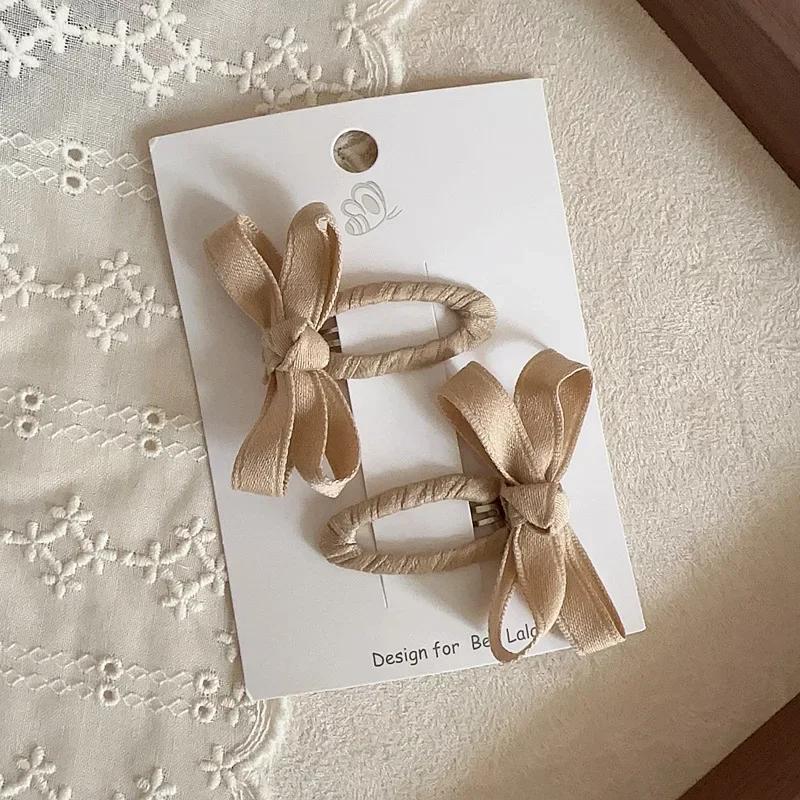 New Baby Hair Clips  Autumn Winter Leaf Color Series Cotton Belt Bow Children s BB Clips Bangs Hairclips Side Hair Accessory