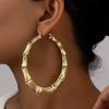 Exaggerated Large Bamboo Joint Hoop Earrings For Women Fashion Gold Color Circle Round Geometric Earrings Zircon Party Gifts