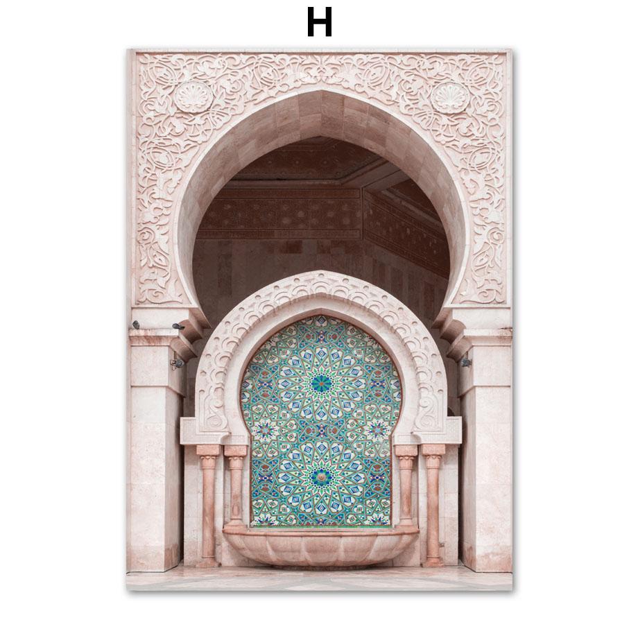 Affiches de porte marocaine avec ballon à Air chaud, fleur, Monstera, imprimés, peinture sur toile, images d'art mural nordique pour décor de salon