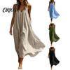 Slim Fit Summer Dress Women's Spaghetti Strap Beach Sundress, Sleeveless V Versatile Holiday Neck Cami Dress, Loose Flowy Vacation Long