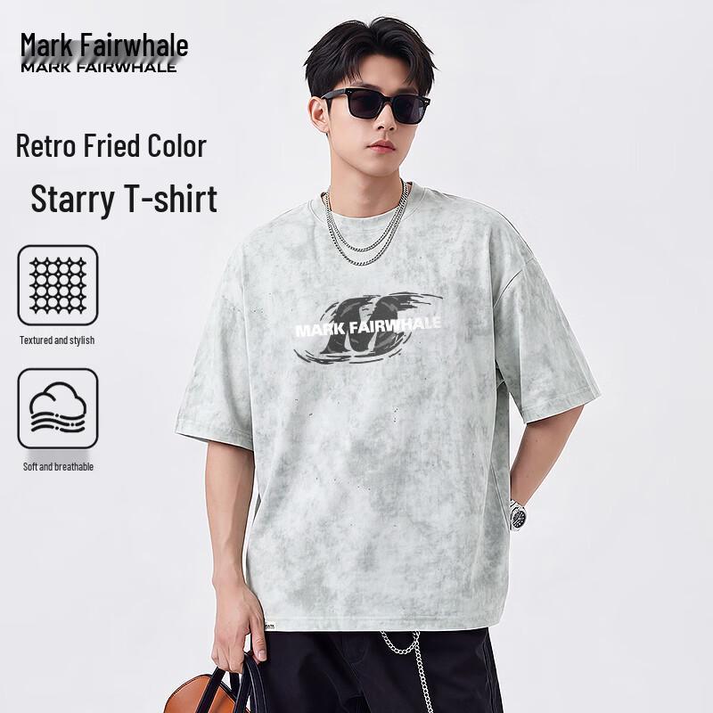Mark Hua Fei Herren Casual T-Shirt mit Aufdruck, kurzärmlig