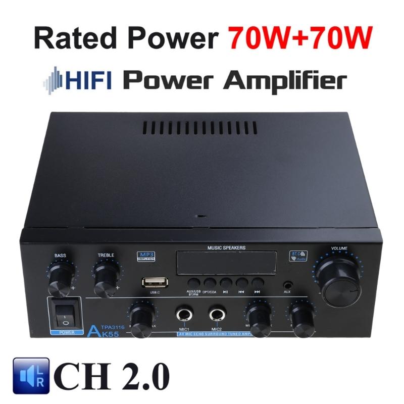High Power 70Wx2 Digital Voice Amplifiers Receiver with Bluetooth-compatible 5.0 for Home Speaker Systems