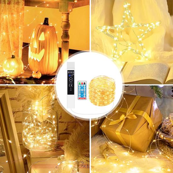 Rechargeable Fairy Lights 10/20m 200 LED String Lights with Remote Control Timer 8 Modes Warm White USB Fairy Lights for Wedding Christmas Party Decor