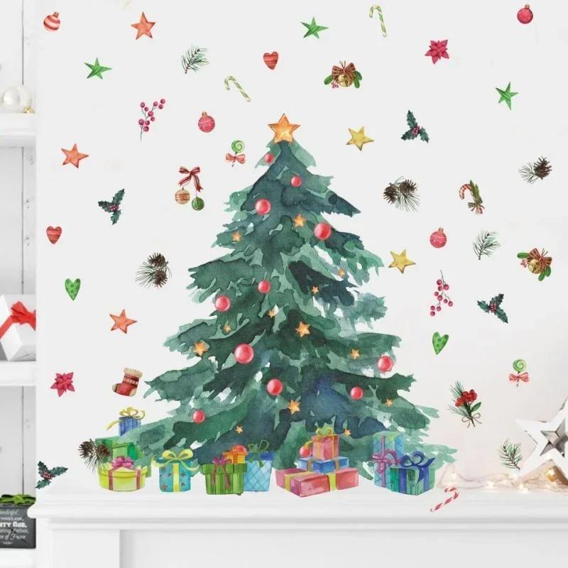 Autocolant de Perete Cadou Brad de Crăciun Festival Living Fundal Decor Tapet Anul Nou Decorațiune Acasă Decalcomanii Autoadezive