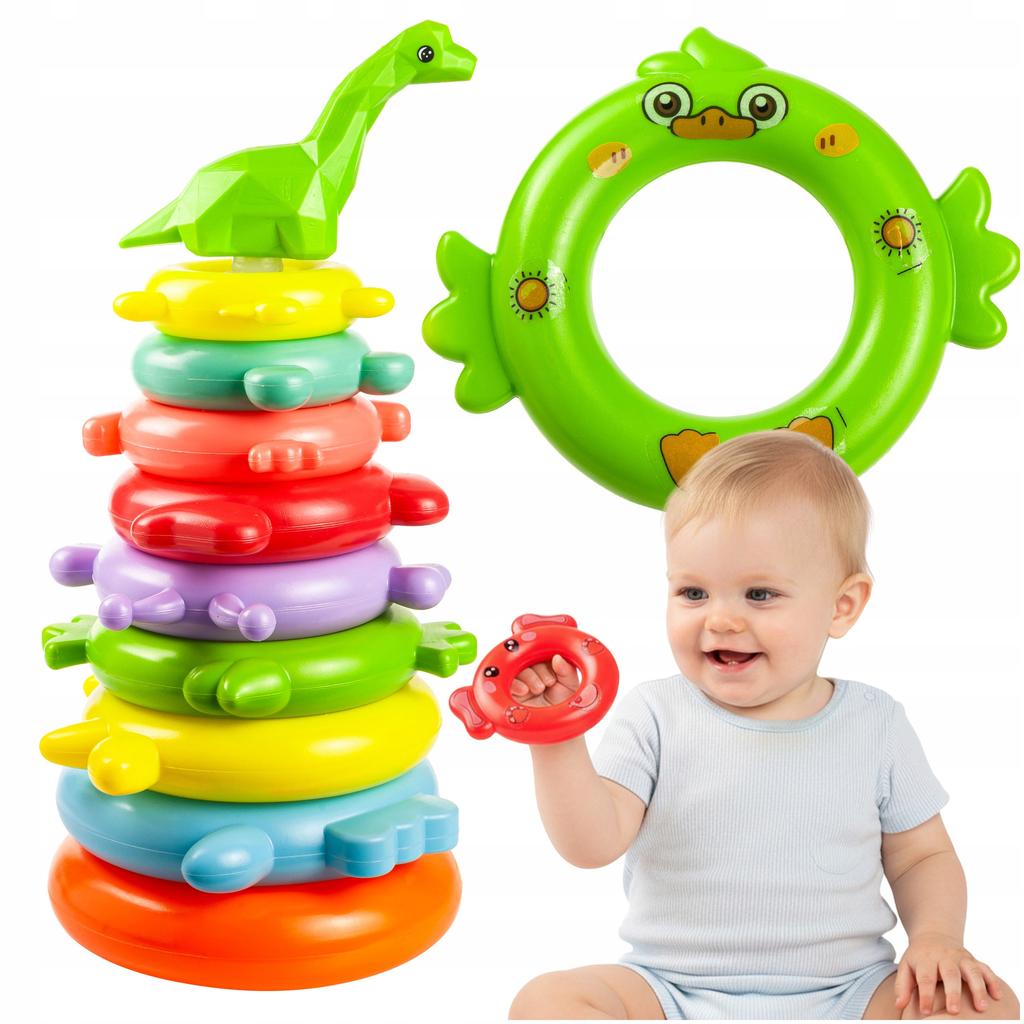 COLORFUL PYRAMID toy for babies from 6 months COLORFUL TOWER 33 cm