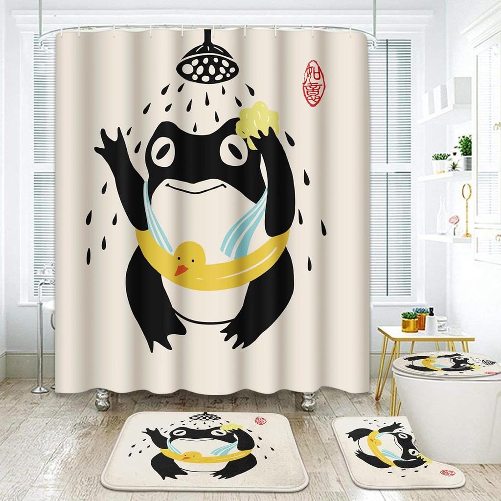 Artsocket Pink Mermaid Tail Scales Bathroom Set With Shower Curtain And Rugs Accessories Sea Turtle Seahorse Octopus Conch Showe