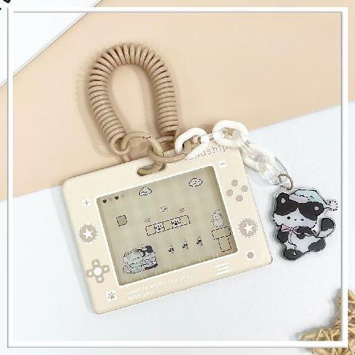 Retro Contrast Color Trend Transparent Card Holder Transparent Sliding Cover Student Campus Card Meal Card Bag ID Cover Protective Cover
