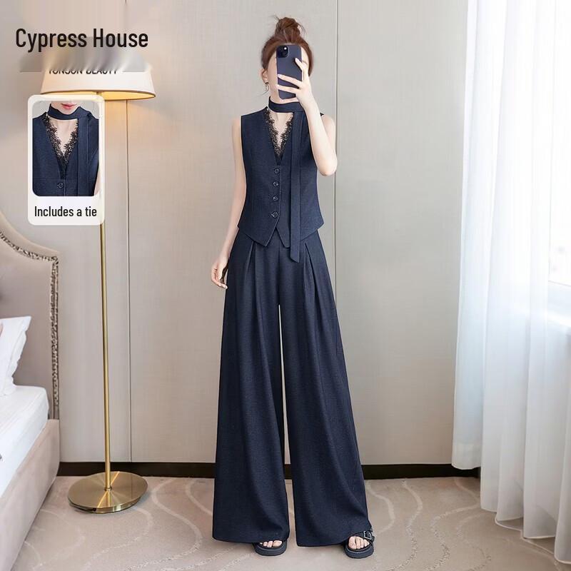 Women s Lace-Detail Vest & Pants Two-Piece Set L