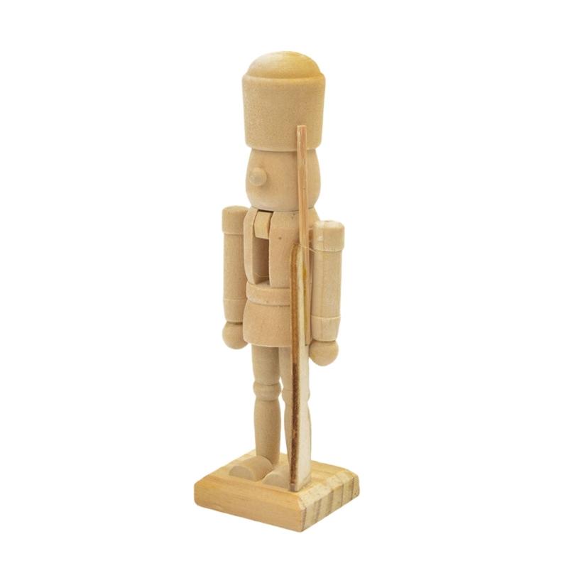 6Pcs 12CM Unpainted Wooden Nutcrackers Handcrafted Home Decors DIY Craft Project For Christmas Holiday Family Activity