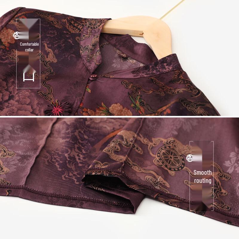 Elegant Women's Mid-Aged Round Neck Cardigan Shirt