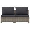 Garden Sofa 2 Seater with Cushions Grey Poly Rattan