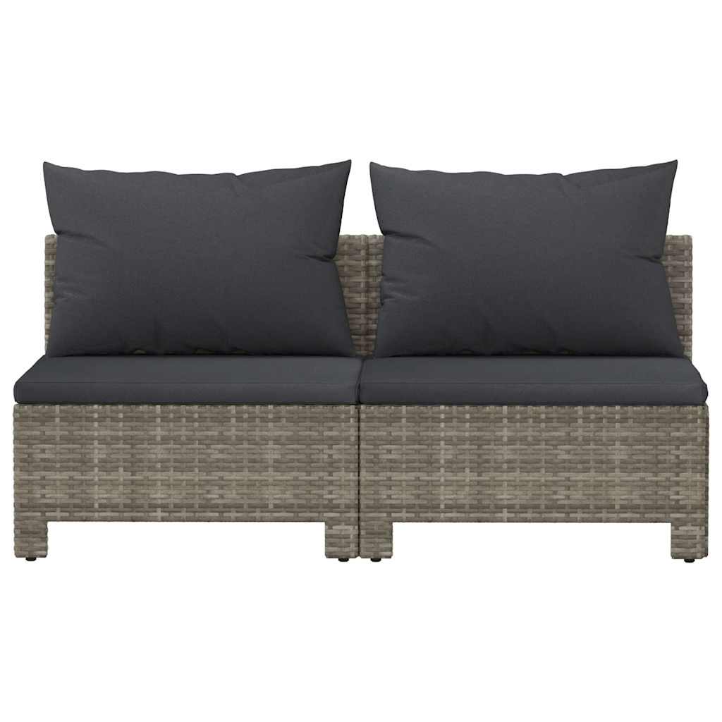 Garden Sofa 2 Seater with Cushions Grey Poly Rattan
