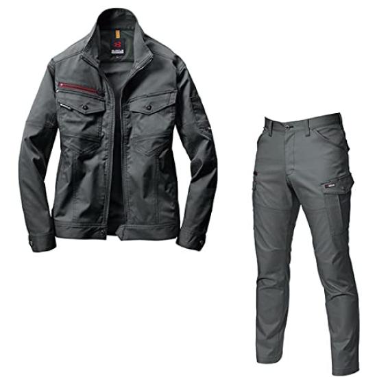 

[BURTLE] Workwear BURTLE 7051 7052 Top and Bottom Set ALL Seasons Fall/Winter Unisex Workwear (Olive Gray, LL)