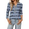 Women's Retro Street Lazy V,neck Long Sleeve Button Striped Pullover Top