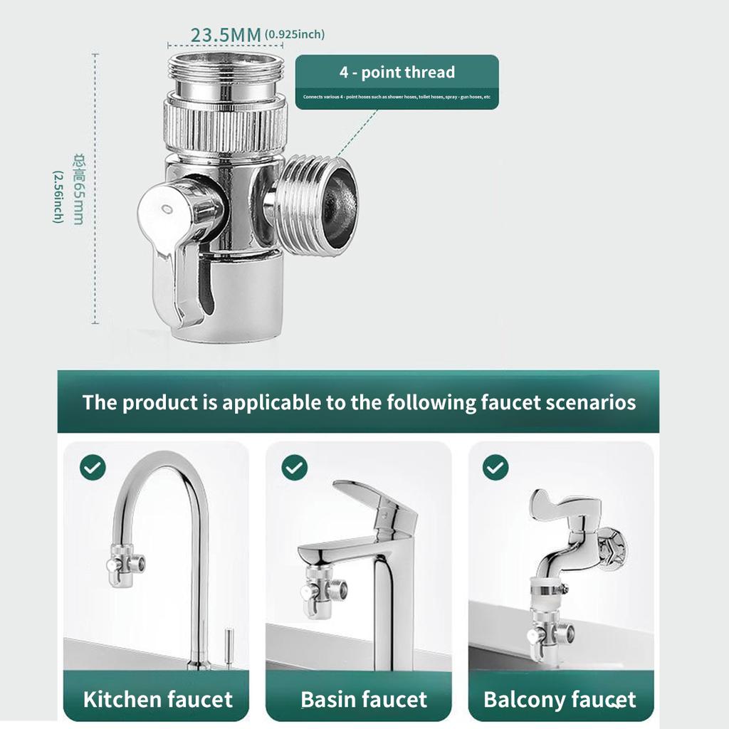 Dual Mode Faucet Diverter - Switch Faucet/Shower Dispense At the Touch of a Button Tool-Free Installation Easy Installation