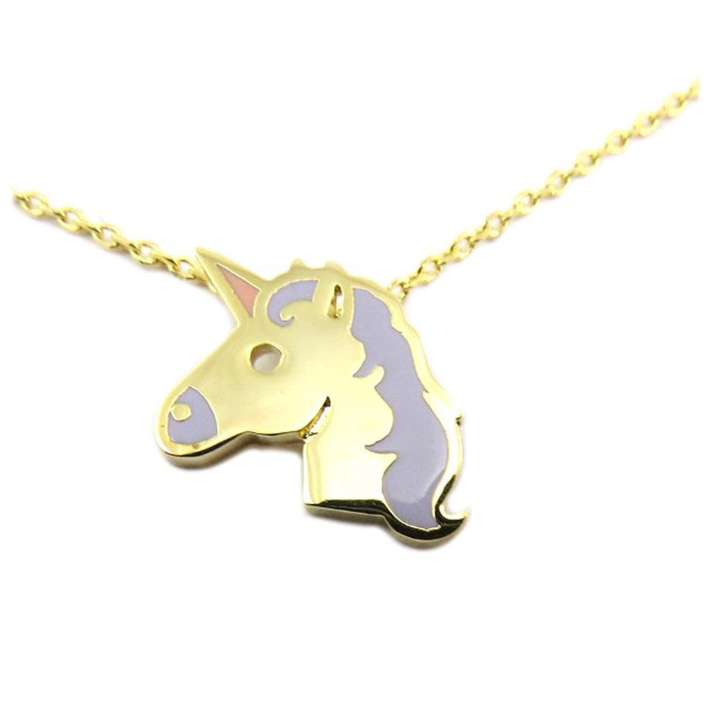 

7bis [P6954] - Колье Artisan Unicorn золотисто-лиловый - 13x12 мм