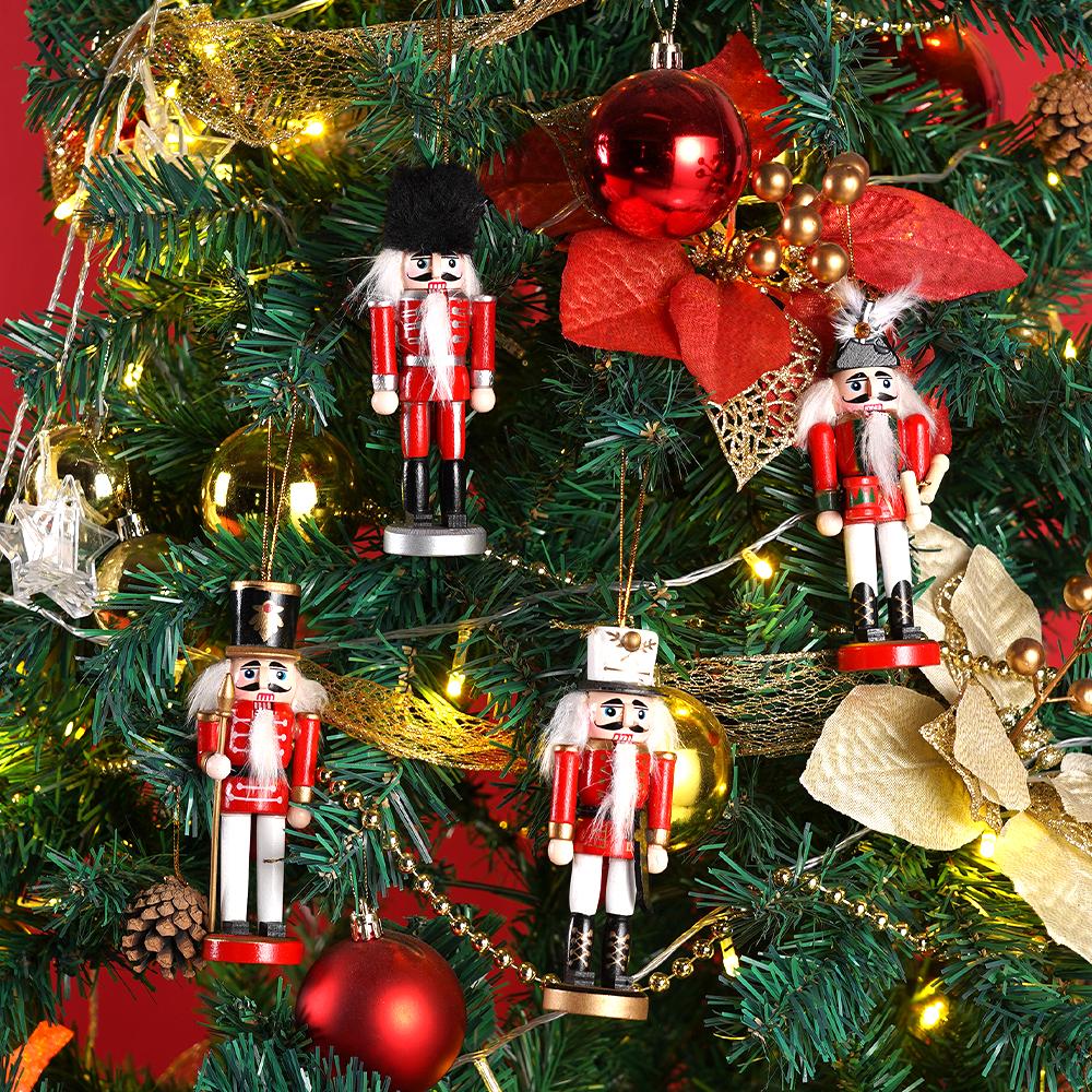 12cm 4pcs Nutcracker Soldier Pendants Handmade Creative Christmas Tree Decoration Pendant Pubs/Cafes/Shops Xmas New Year Gifts