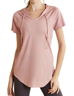 Ranmy Stage Yoga Top with a Beautiful Silhouette and a Length That Covers the Short Long for and Smoke Size L Women's Buttocks, Sleeves, Quick-Drying,