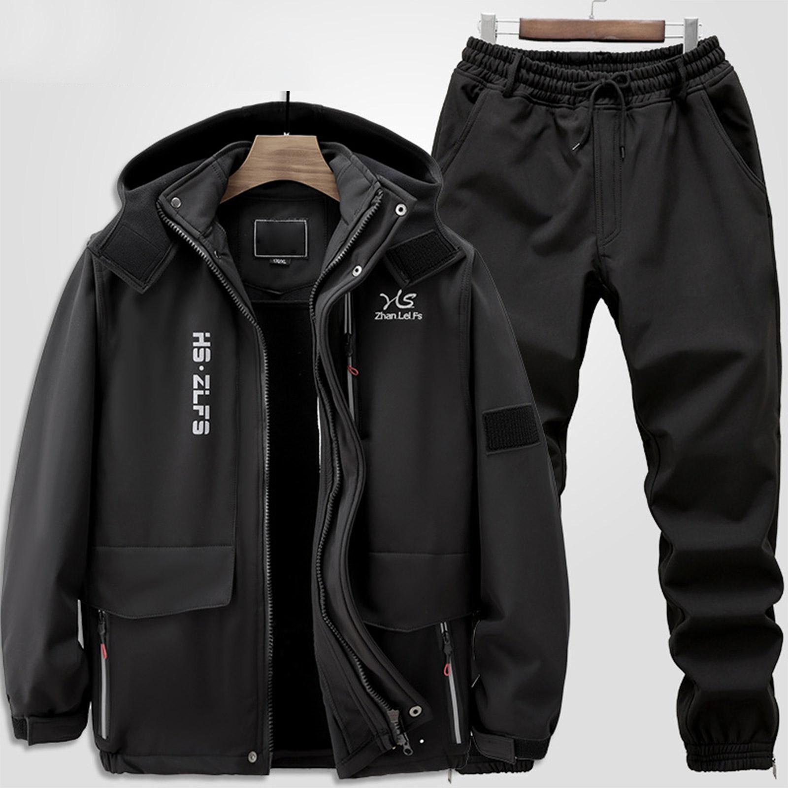 

Мужской флисовый костюм-куртка Ветрозащитный и водонепроницаемый Уличный Защищающий от холода Теплый Хлопковый Жакет Утепленный Костюм M