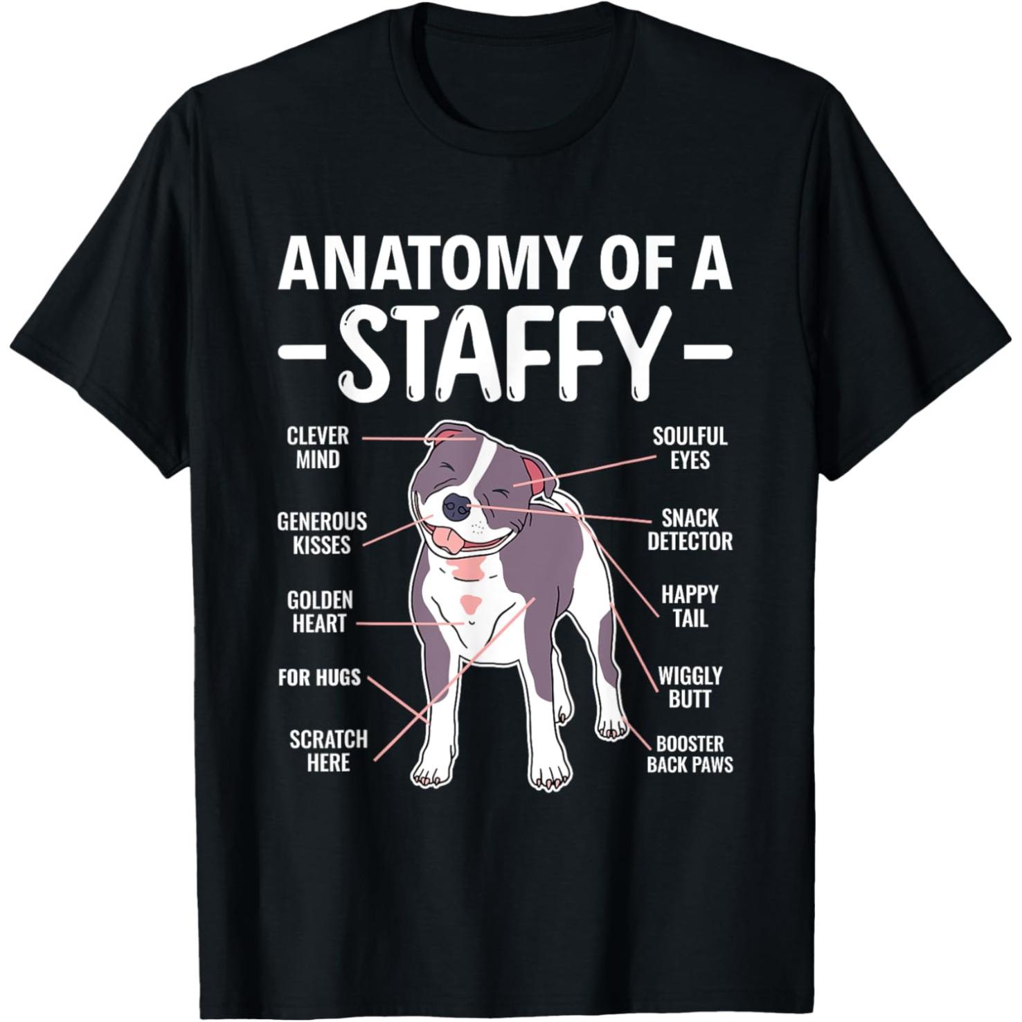 

Anatomy of A Staffy Staffordshire Bull Terrier Dog T Shirts Women Humor Streetwear Short Sleeve Clothing Graphic Tshirts Y2K Top S