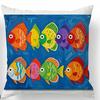 Tropical Fish Theme D Flat Printed Pillowcase Peach Skin Decorative Cushion Cover for Sofa Car Nursery Room Decor