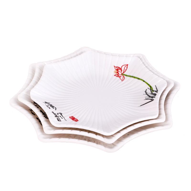 Thickened Melamine Porcelain-Look Plate for Seafood, Buffet, Hot Pot, and Banquet Dishes