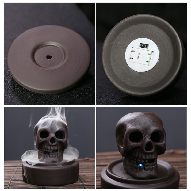 Windproof Lampshade LED Skull Ceramics Incenses Burners Waterfall Backflow Incenses Cones Holders for Home Decoration