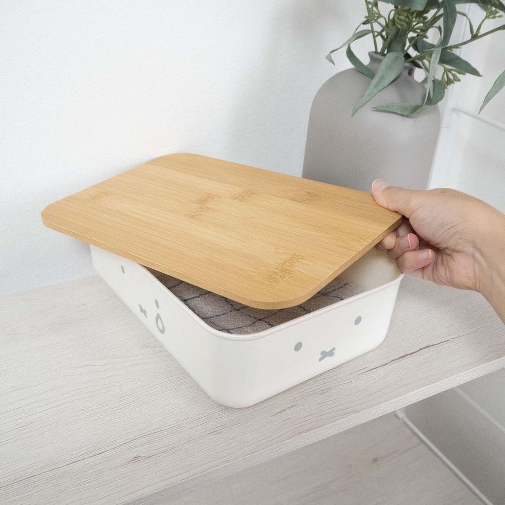 Okato Miffy Bamboo Storage Case with Lid S Can be stacked and stored Width 26 x Height 8.3 x Depth 17.5cm