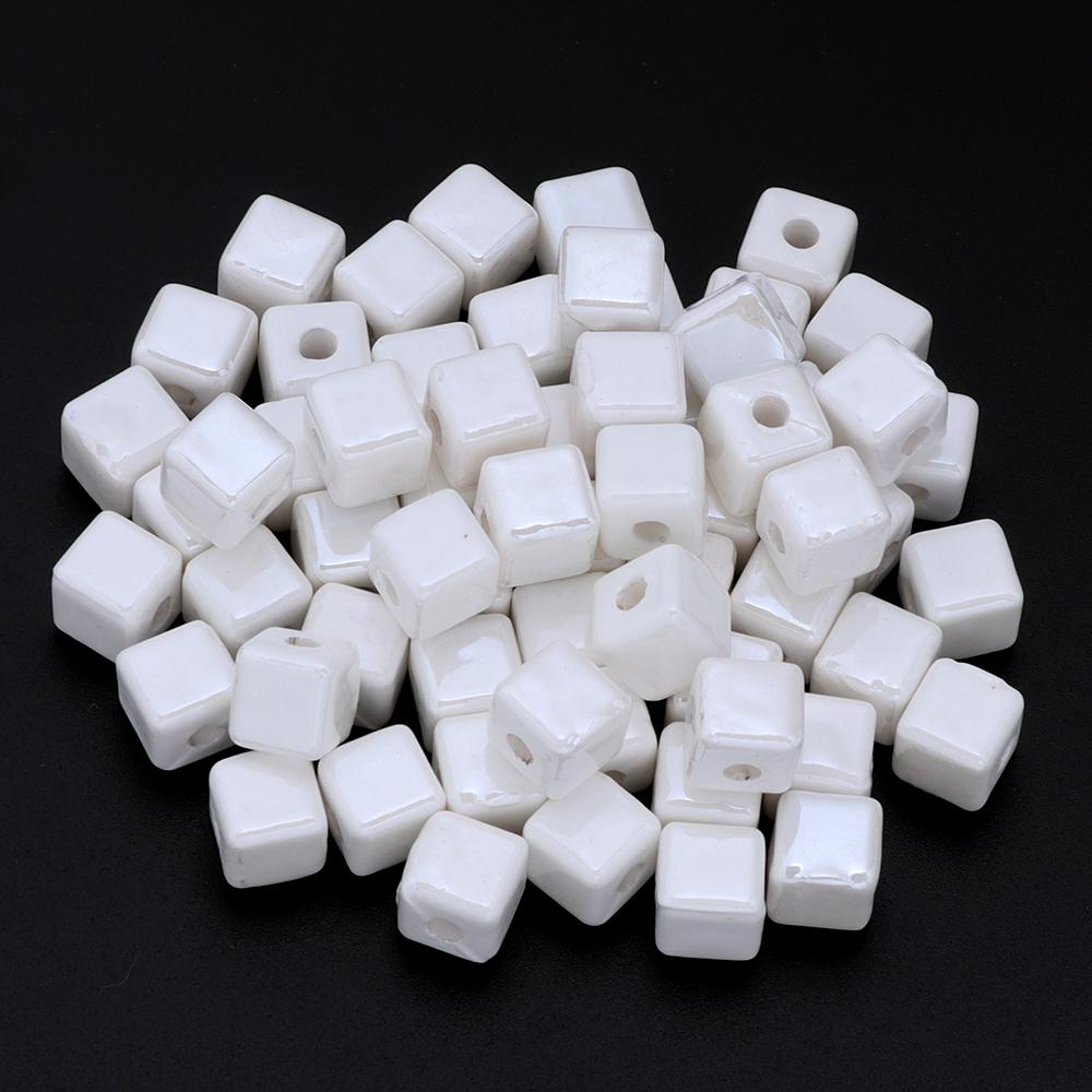 10pcs/lot Square Beads Ceramic Beads Colorful Cube Loose Beads Spacer Beads For Jewelry Making DIY Necklace Bracelet Accessories