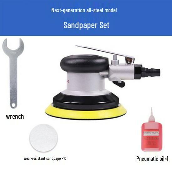 Taiwan Industrial-Grade Pneumatic Grinder with Dust Extraction and Round Sandpaper.
