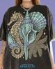 Seahorse Seashells & Palm Frond Comfort Colors® T-Shirt, Vintage Marine Engraving Tee