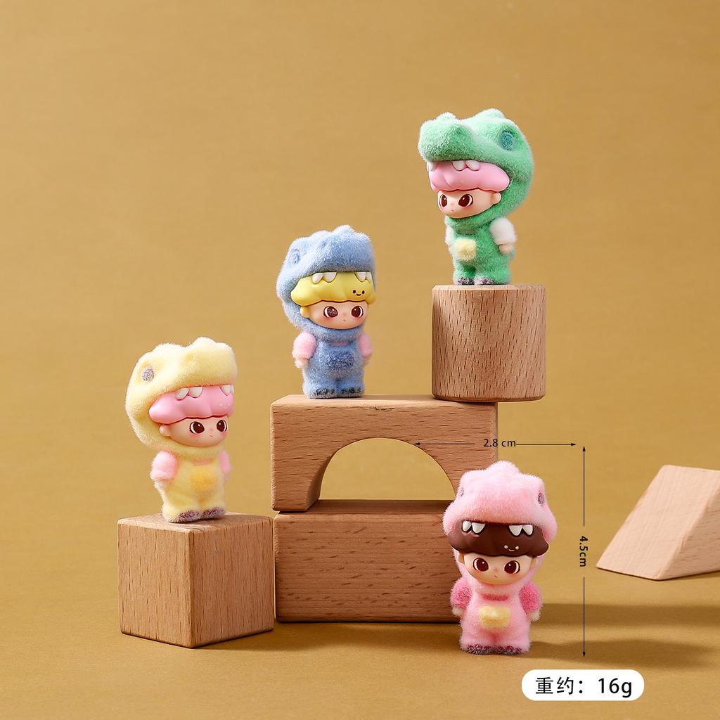 9Pcs/Set Dinosaur Baby Action Figure Toy Flocked Anime Figurine Desktop Decoration Model Ornaments Toys Boys Girls Gifts