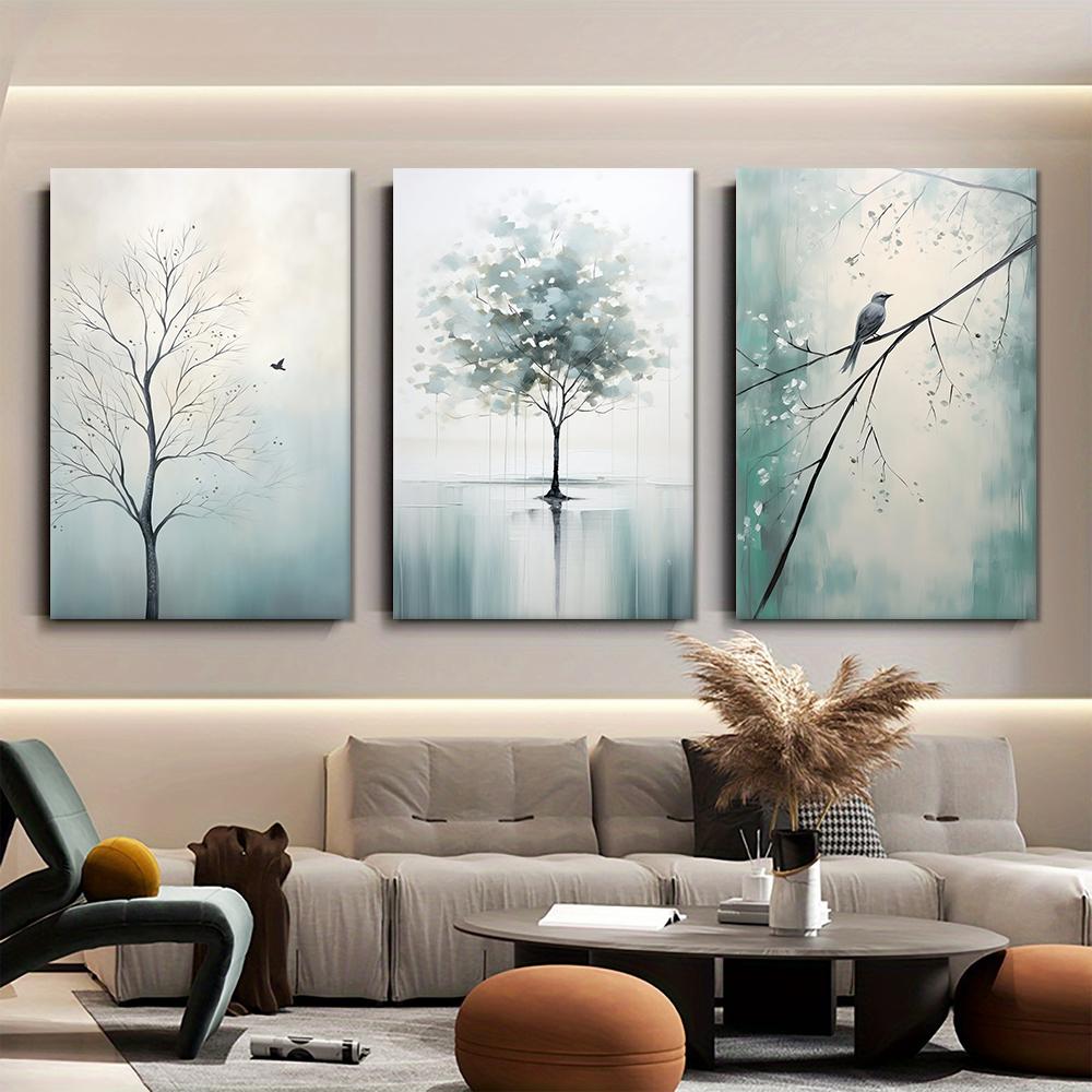 

3PC, Modern minimalist style frameless canvas decorative painting Nordic style abstract withered tree flying bird art hanging pa (as the picture,20x30cm No Frame)