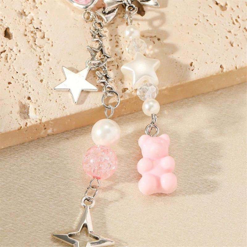 Bowknot Pendant Keychain Multicolor Pentagrams Crucifix Key Chain Fashionable Decoration for Phones Car Keys Bags