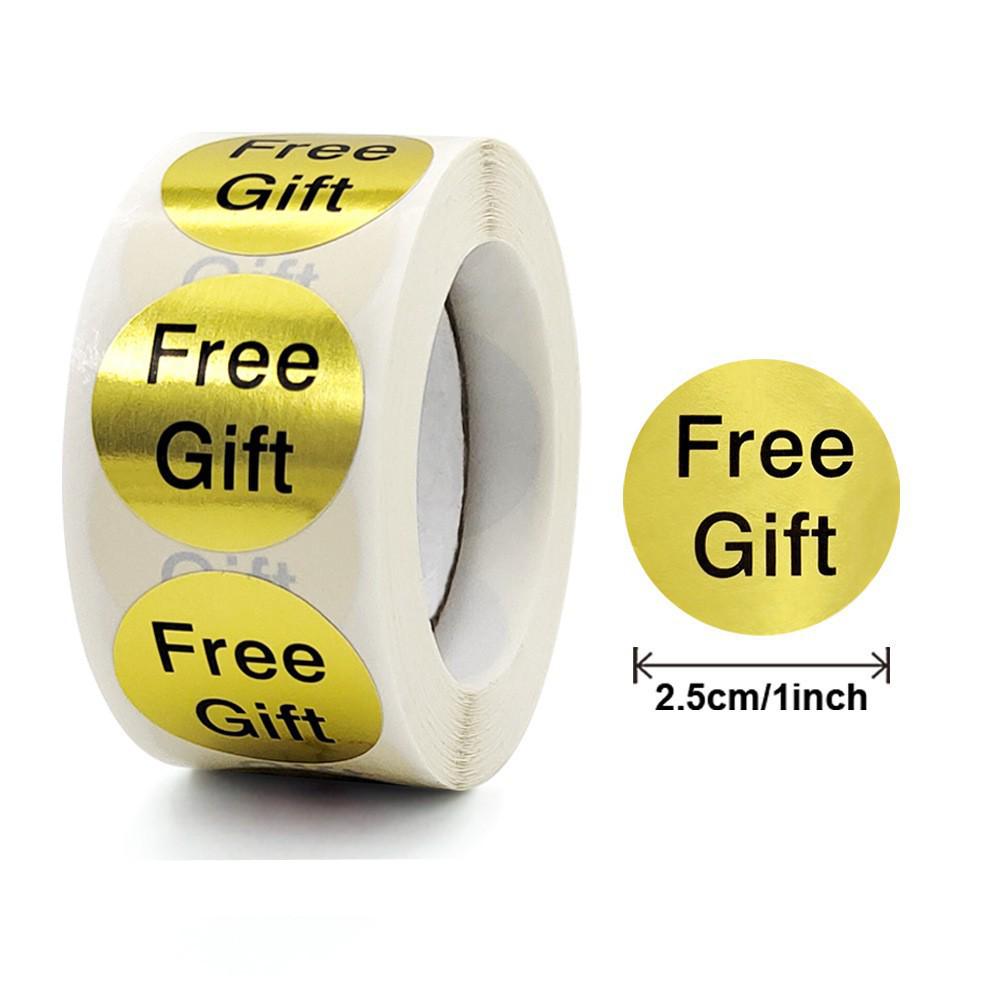 Gold 25mm Roll Self-Adhesive Gift Sticker with Black Text for Packaging Box