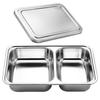 Stainless Steel Divided Lunch Box with Lid Lunch Container Fast Food Plate  Kitchen Tableware