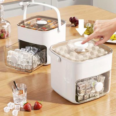Extra-Large Ice Cube Maker with Easy Glide - Double Layer, Food-Grade Plastic Storage Tray for Refrigerator Essential Kitchen Gadget