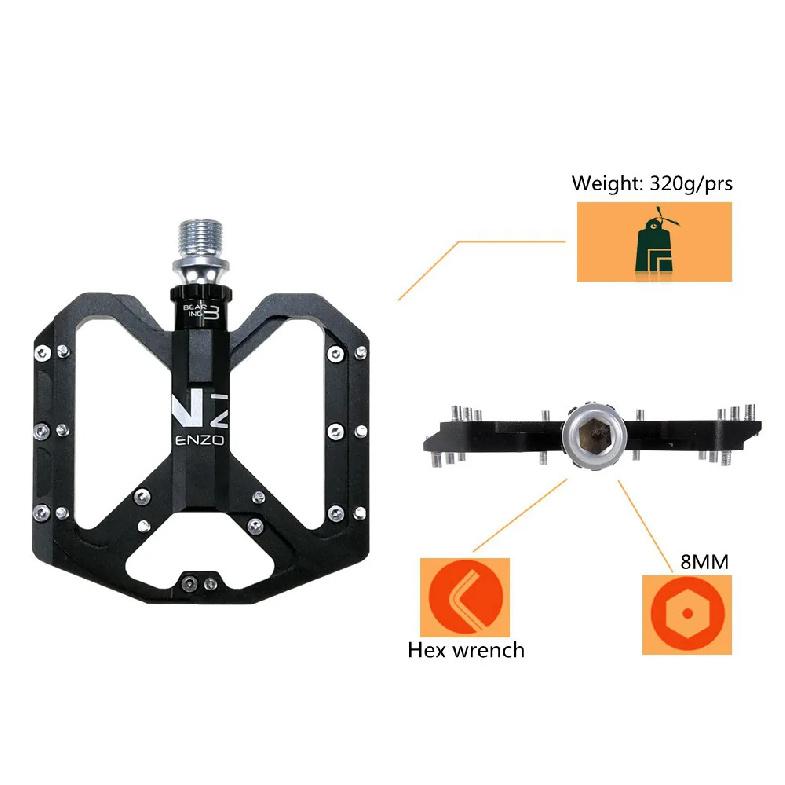 Nuevos Pedales de Bicicleta de Montaña Pedal MTB Aluminio Bicicleta Plataforma Ancha Pedales Planos 9/16" Rodamiento Sellado Pedales de Bicicleta