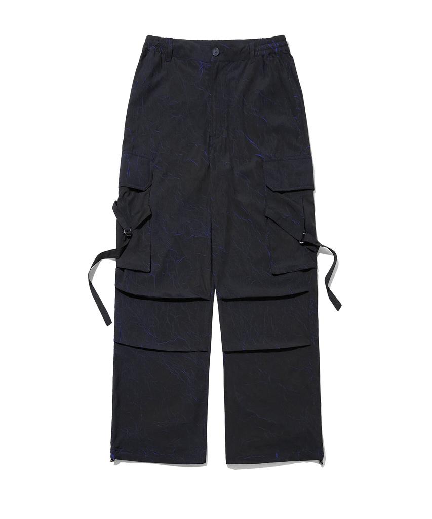 CGP Wrinkle Crack Wide Parachute Cargo Pants_Blue