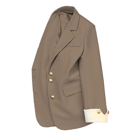 Women Suit Coat Lapel Long Sleeve Single Breasted Suit Jacket with Flap Pockets Loose Fit Basic Solid Color Office Commuting Outerwear