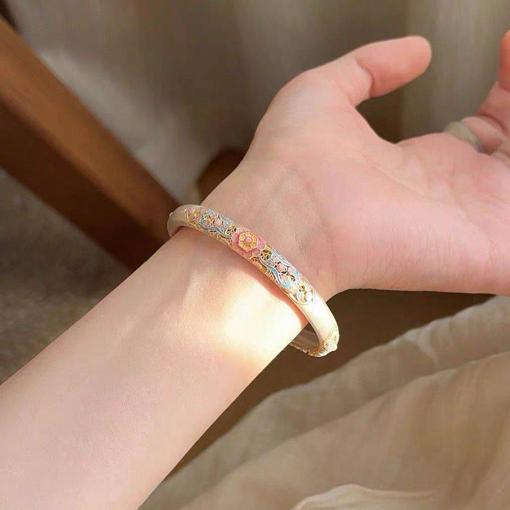 [Pear Blossom Begonia] New Chinese-style Silver Flower Opening Bracelet, National Style Light Luxury High-end Bracelet, Ancient Style Jewelry