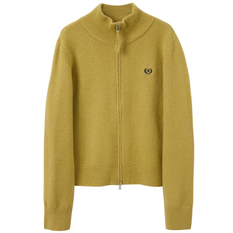 Sancai 2025 Winter Embroidered Stand Collar Knit Zipper Cardigan