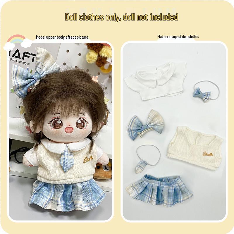 20cm Cotton Doll Dress-Up Set: Cute Figure Skirt & Overalls
