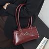 PU Leather Retro Shoulder Bag Large Capacity Boston Pillow Handbag with Metal Belt Buckle Leisure Armpit Bag Commute Handbag