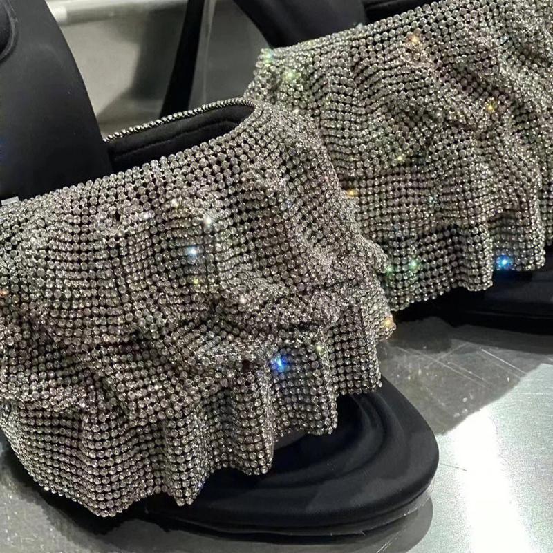 Fashion 2025 Star style Luxury Rhinestones Women Sandals Elegant stiletto High heels Slingback Gladiator sandals Summer Party Prom shoes