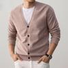 Men's V-neck Cardigan Sweater - Spring & Autumn Hong Kong Style Versatile Knitwear