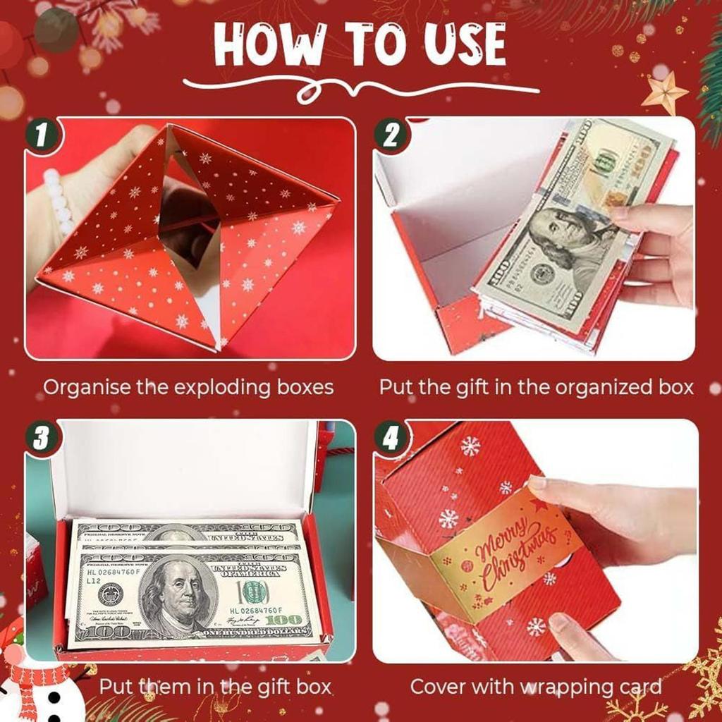 Christmas Money Pull Box Pop Design Funny Banknotes Dispenser Foldable Merry Christmas Money Box For Kids Adults Friends Family